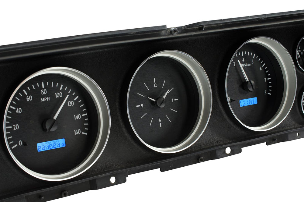1967 IMPALA/CAPRICEVHX SYSTEM BLACK ALLOY STYLE FACE BLUE DISPLAY