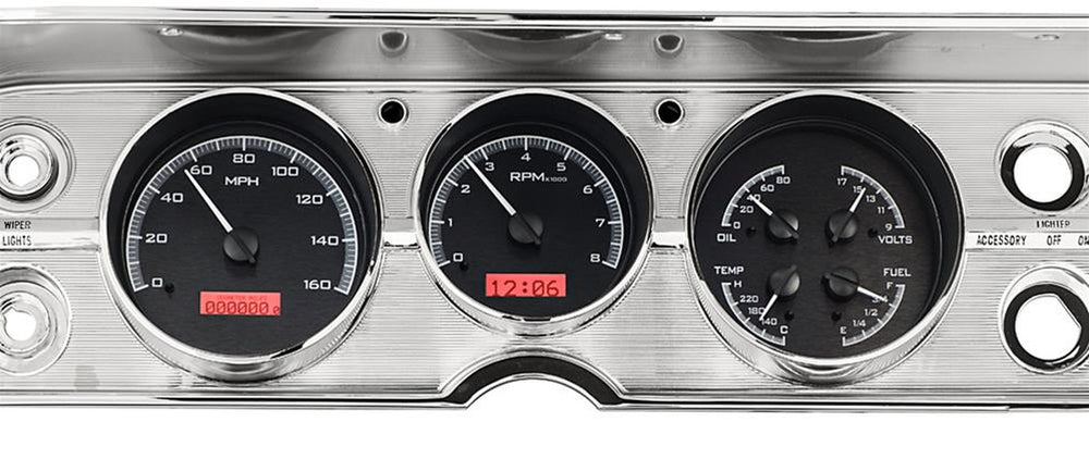 1964 65 CHEVELLE VHX SYSTEM BLACK ALLOY STYLE FACE RED DISPLAY