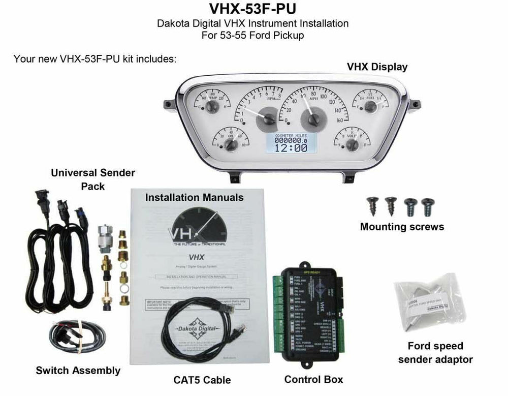 195355 FORD F100 VHX SYSTEM SILVER ALLOY STYLE FACE WHITE DISPLAY