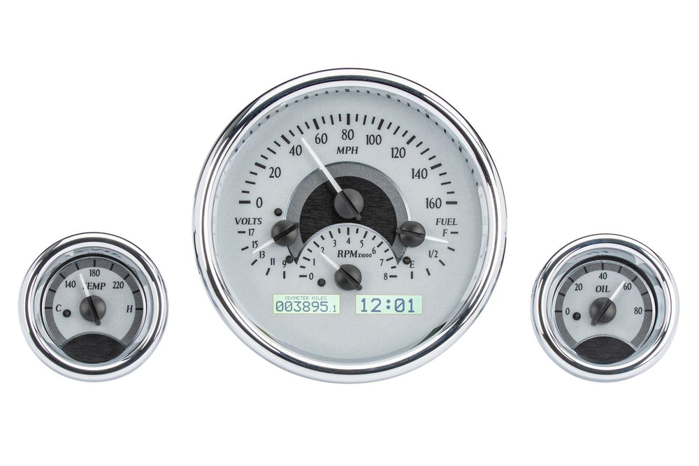 TRIPLE ROUND UNIVERSAL VHX SYSTEM SILVER ALLOY STYLE FACE WHITE DISPLAY