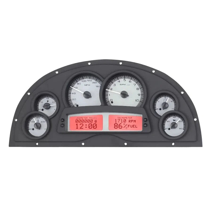 196769 CAMARO MARQUEZ DESIGNS DASH VHX SYSTEM SILVER ALLOY STYLE FACE BLUE DI