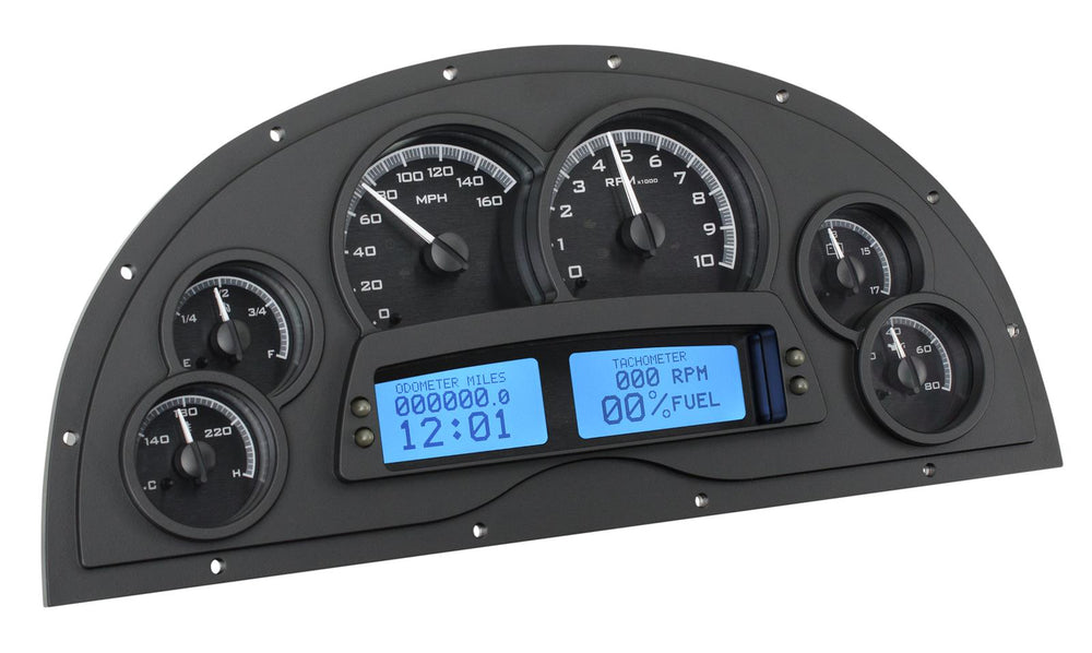 196769 CAMARO MARQUEZ DESIGNS DASH VHX SYSTEM BLACK ALLOY STYLE FACE BLUE DIS