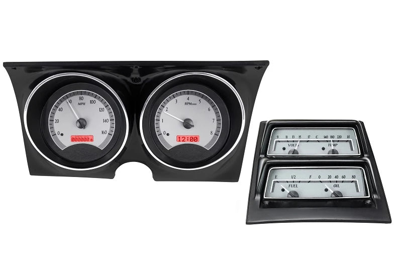 1968 CAMARO W/ CONSOLE GAUGES VHX SYSTEM SILVER ALLOY STYLE FACE RED DISPLAY