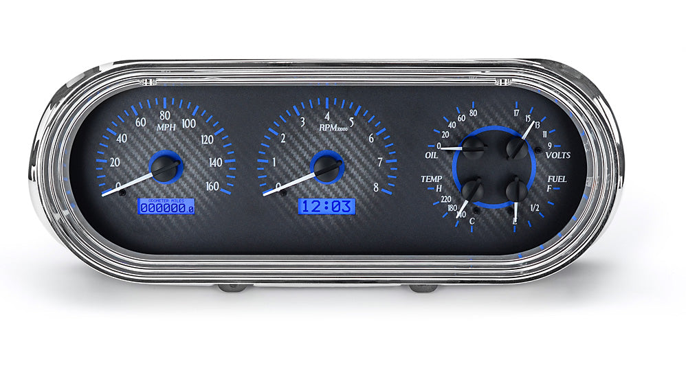 196365 CHEVY NOVA VHX SYSTEM CARBON FIBER STYLE FACE BLUE DISPLAY