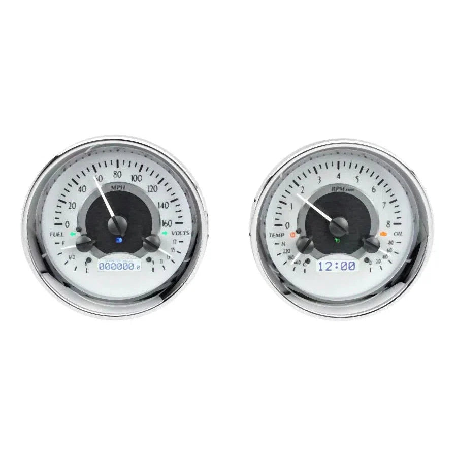 DUAL ROUND UNIVERSAL VHX SYSTEM SILVER ALLOY STYLE FACE WHITE DISPLAY