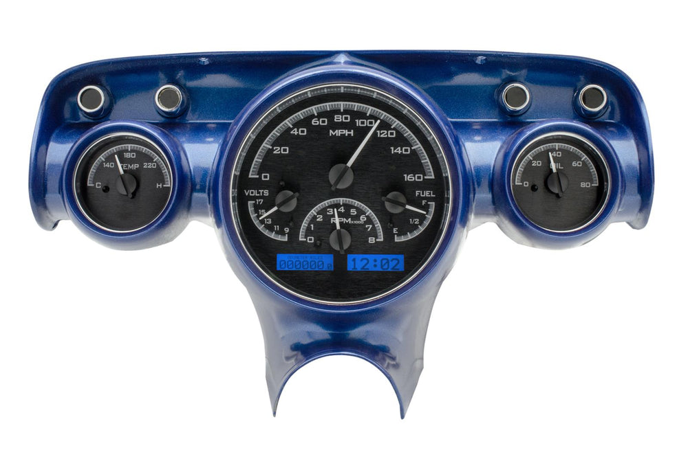 1957 CHEVY CAR VHX SYSTEM BLACK ALLOY STYLE FACE BLUE DISPLAY