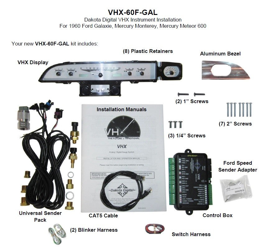 1960 FORD GALAXIE VHX SYSTEM SILVER ALLOY STYLE FACE WHITE DISPLAY