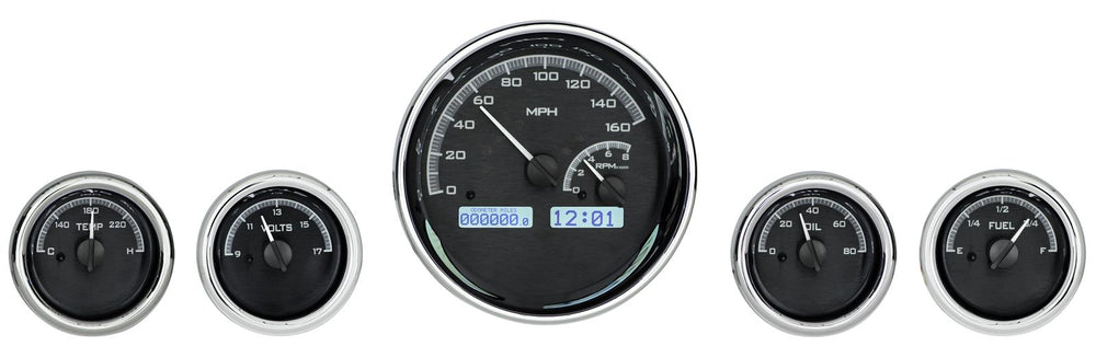 5PIECE ROUND UNIVERSAL VHX SYSTEM BLACK ALLOY STYLE FACE WHITE DISPLAY