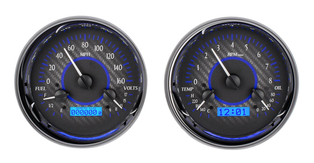 DUAL ROUND UNIVERSAL VHX SYSTEM CARBON FIBER STYLE FACE BLUE DISPLAY