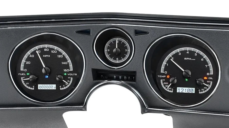 1969 CHEVELLE/ EL CAMINO VHX SYSTEM ANALOG CLOCK SILVER ALLOY STYLE FACE BLUE
