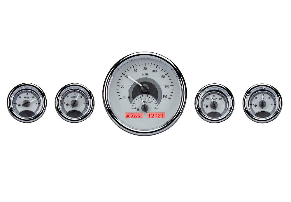 FIVEGAUGE ROUND UNIVERSAL VHX SYSTEM BLACK ALLOY STYLE FACE RED DISPLAY