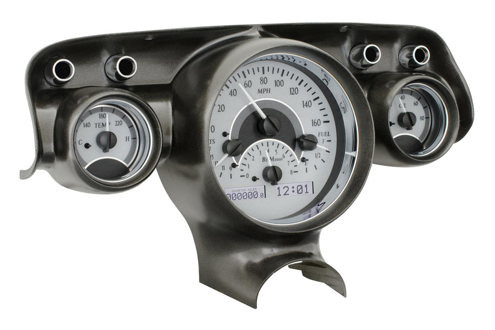1957 CHEVY CAR VHX SYSTEM SILVER ALLOY STYLE FACE WHITE DISPLAY