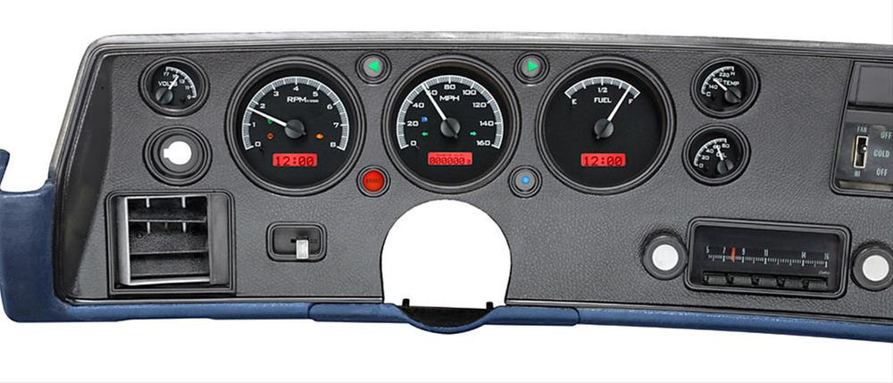 197072 CHEVELLE/ EL CAMINO VHX SYSTEM BLACK ALLOY STYLE FACE BLUE DISPLAY