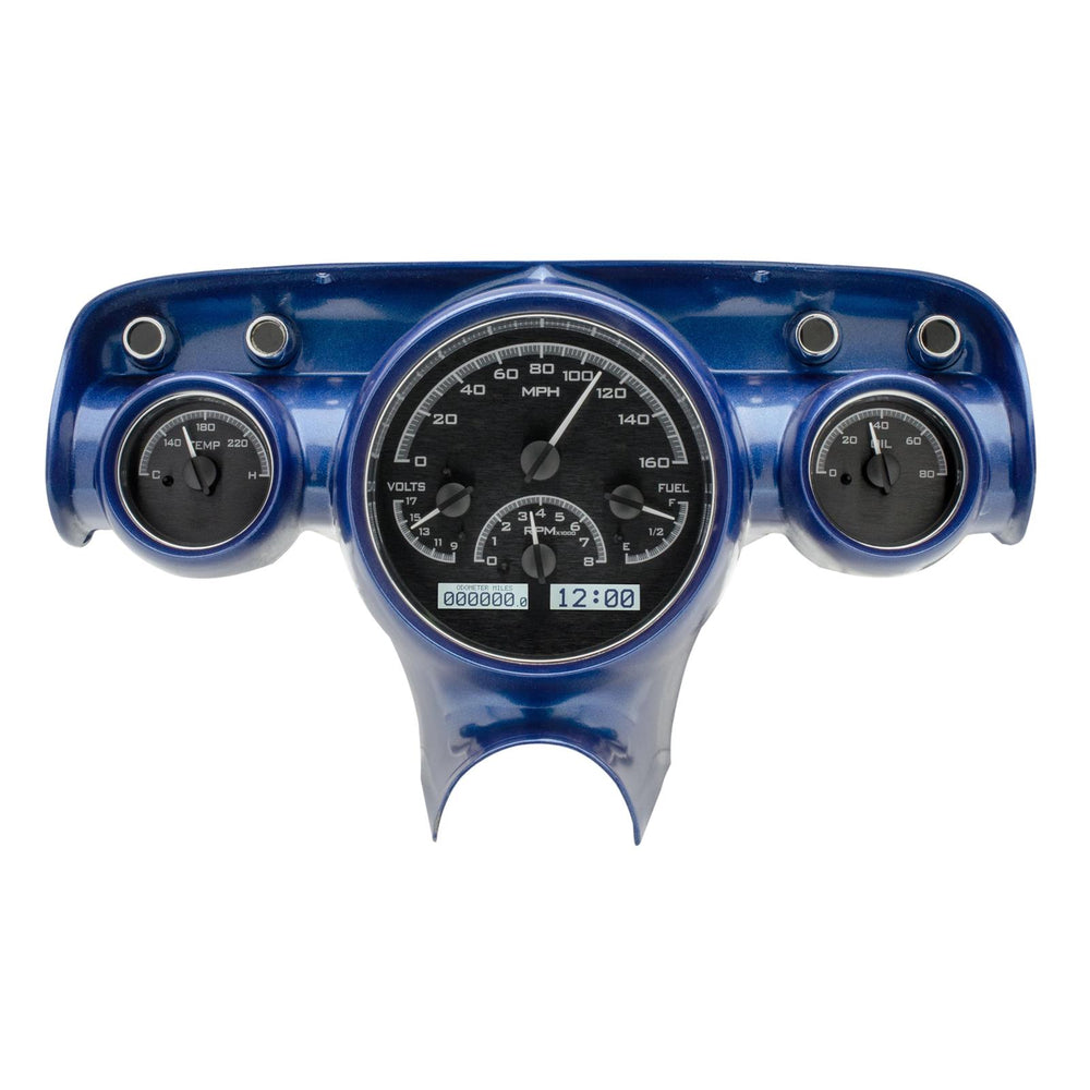 1957 CHEVY CAR VHX SYSTEM BLACK ALLOY STYLE FACE WHITE DISPLAY