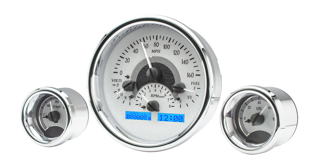 TRIPLE ROUND UNIVERSAL VHX SYSTEM SILVER ALLOY STYLE FACE BLUE DISPLAY