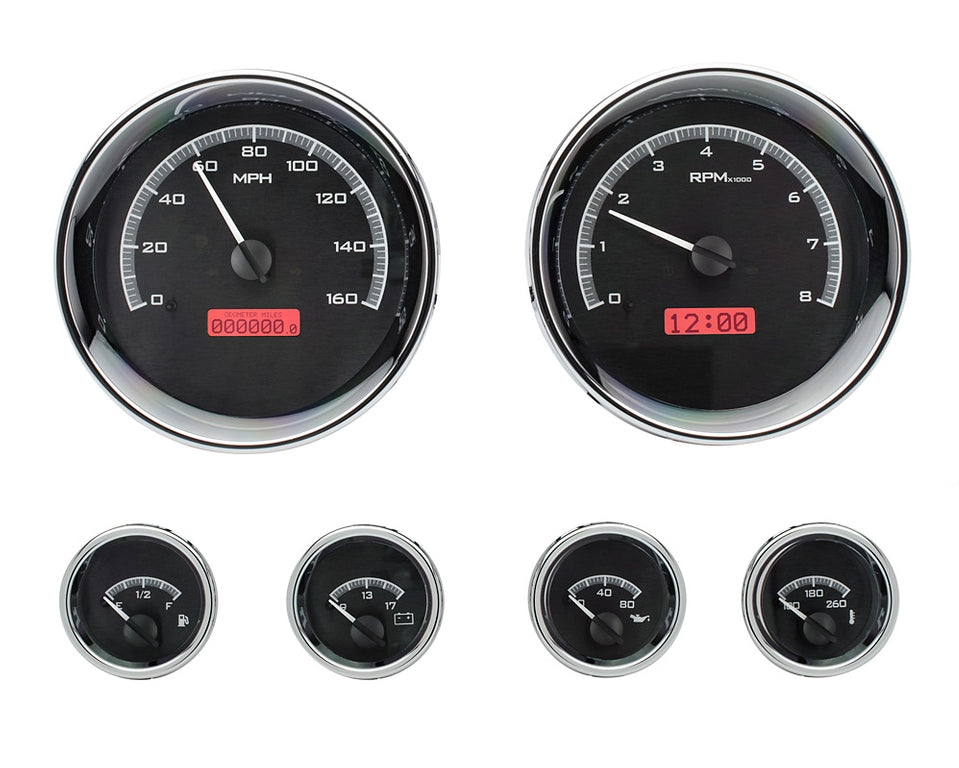 6PIECE ROUND UNIVERSAL VHX SYSTEM BLACK ALLOY STYLE FACE RED DISPLAY