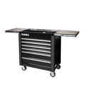 6 DRAWER SLIDE TOP SERVICE CART W/POWER STRIP BLACK