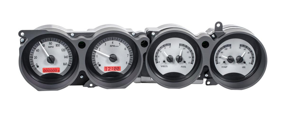 197074 CHALLENGER/ EBODY RALLYE DASH VHX SYSTEM SILVER ALLOY STYLE FACE RED