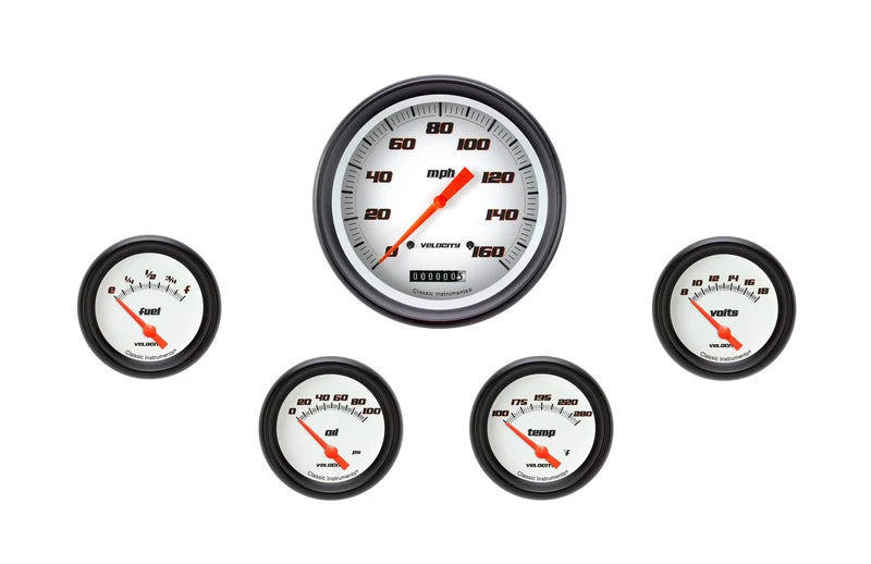 Classic Instruments VELOCITY WHT 2 5/8IN SS 5 GAUGE SET-GM VS254WBPF