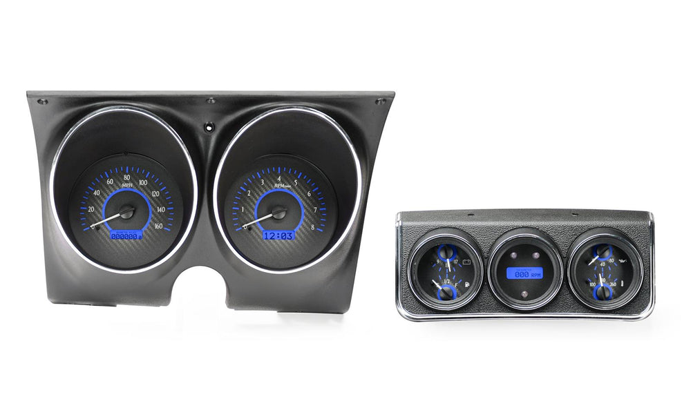 1967 CAMARO W/ CONSOLE GAUGES VHX SYSTEM CARBON FIBER STYLE FACE BLUE DISPLAY