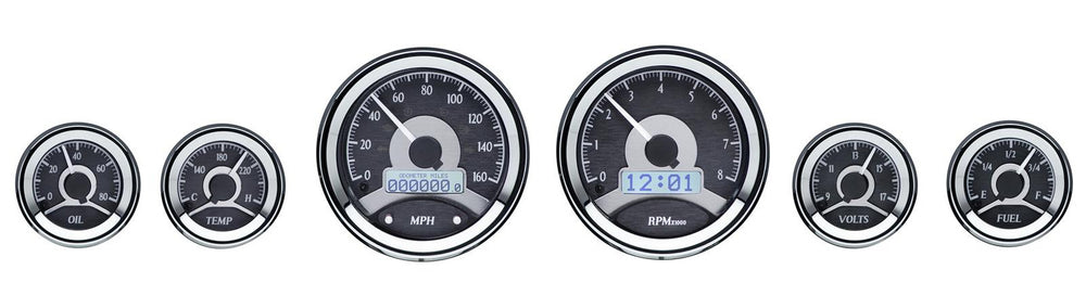6PIECE ROUND UNIVERSAL VHX SYSTEM BLACK ALLOY STYLE FACE WHITE DISPLAY