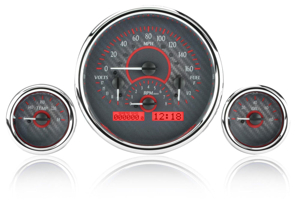 TRIPLE ROUND UNIVERSAL VHX SYSTEM CARBON FIBER STYLE FACE RED DISPLAY