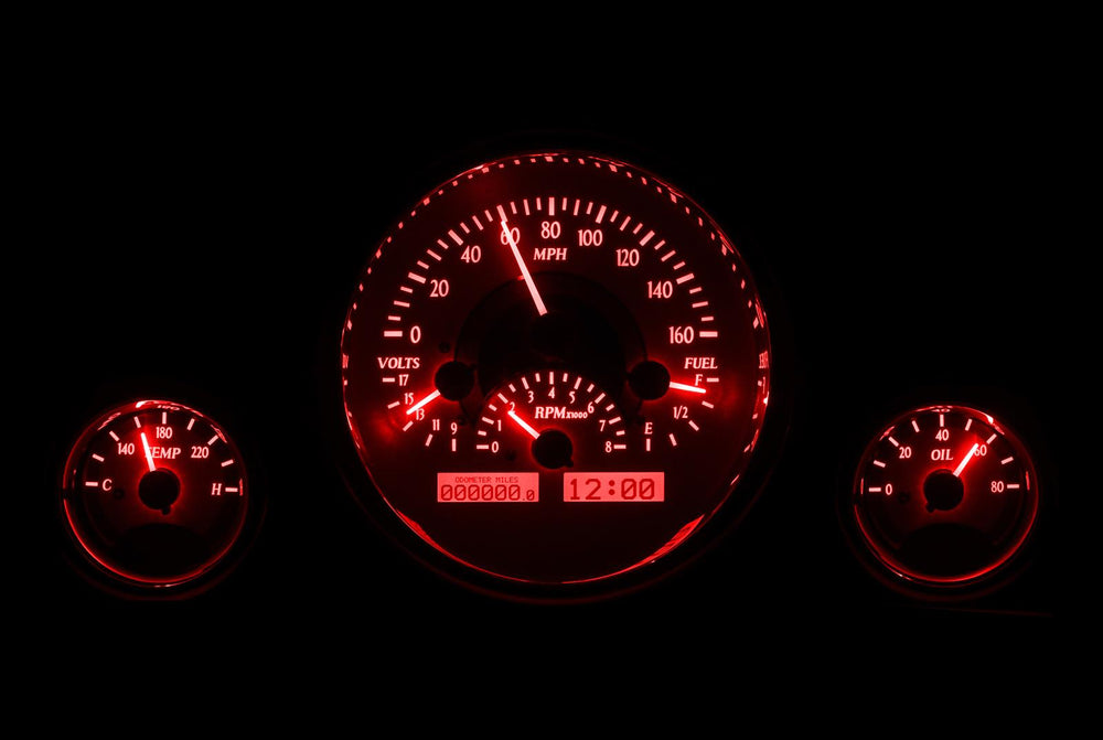 TRIPLE ROUND UNIVERSAL VHX SYSTEM SILVER ALLOY STYLE FACE RED DISPLAY