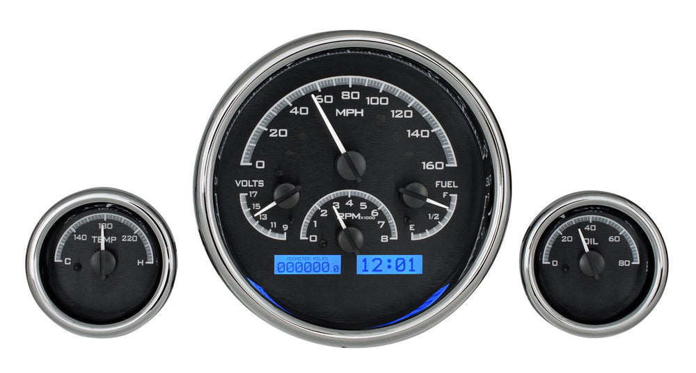TRIPLE ROUND UNIVERSAL VHX SYSTEM BLACK ALLOY STYLE FACE BLUE DISPLAY