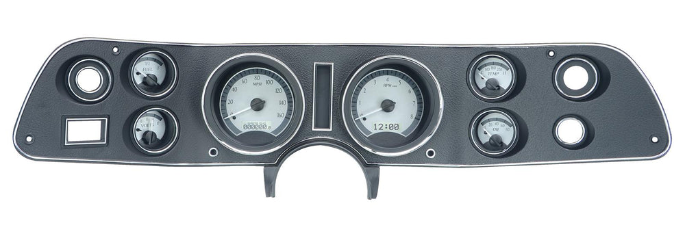 197072 CHEVELLE/ EL CAMINO VHX SYSTEM SILVER ALLOY STYLE FACE WHITE DISPLAY