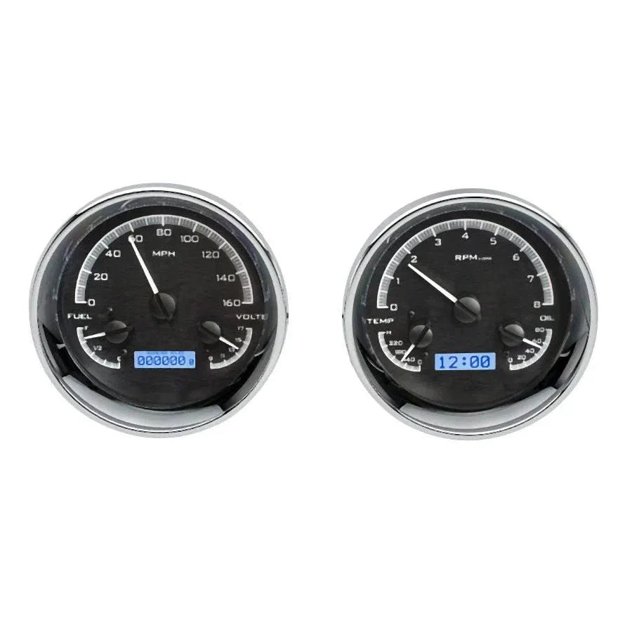 DUAL ROUND UNIVERSAL VHX SYSTEM BLACK ALLOY STYLE FACE BLUE DISPLAY