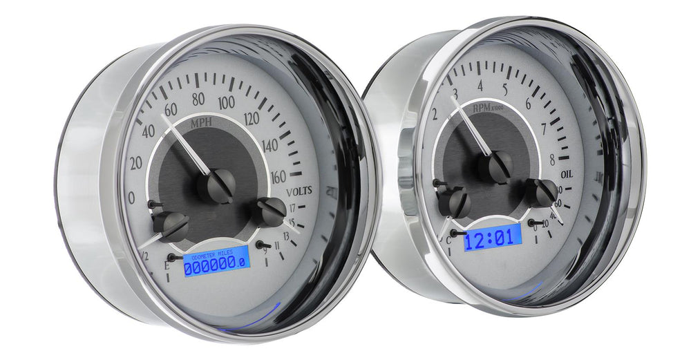 DUAL ROUND UNIVERSAL VHX SYSTEM SILVER ALLOY STYLE FACE BLUE DISPLAY