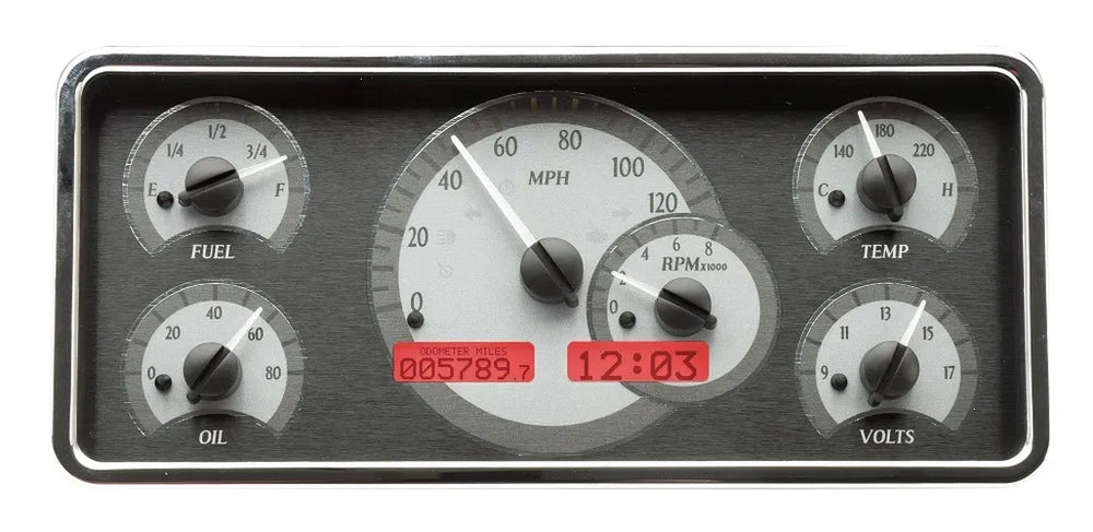 196372 WAGONEER/JTRUCKS VHX SYSTEM SILVER ALLOY STYLE FACE RED DISPLAY