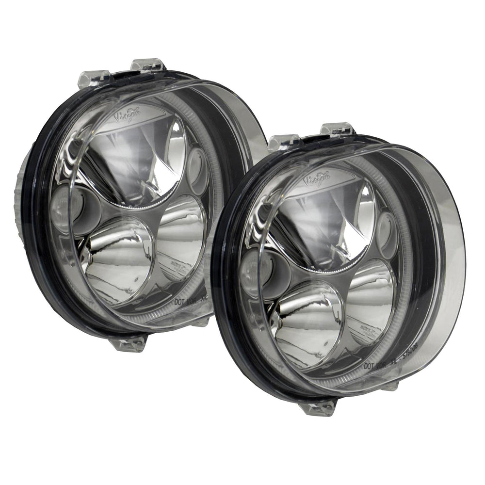 TWO 5.75IN OVAL VX LED HEADLIGHT W/LOWHIGHHALO ** BLACK CHROME FACE