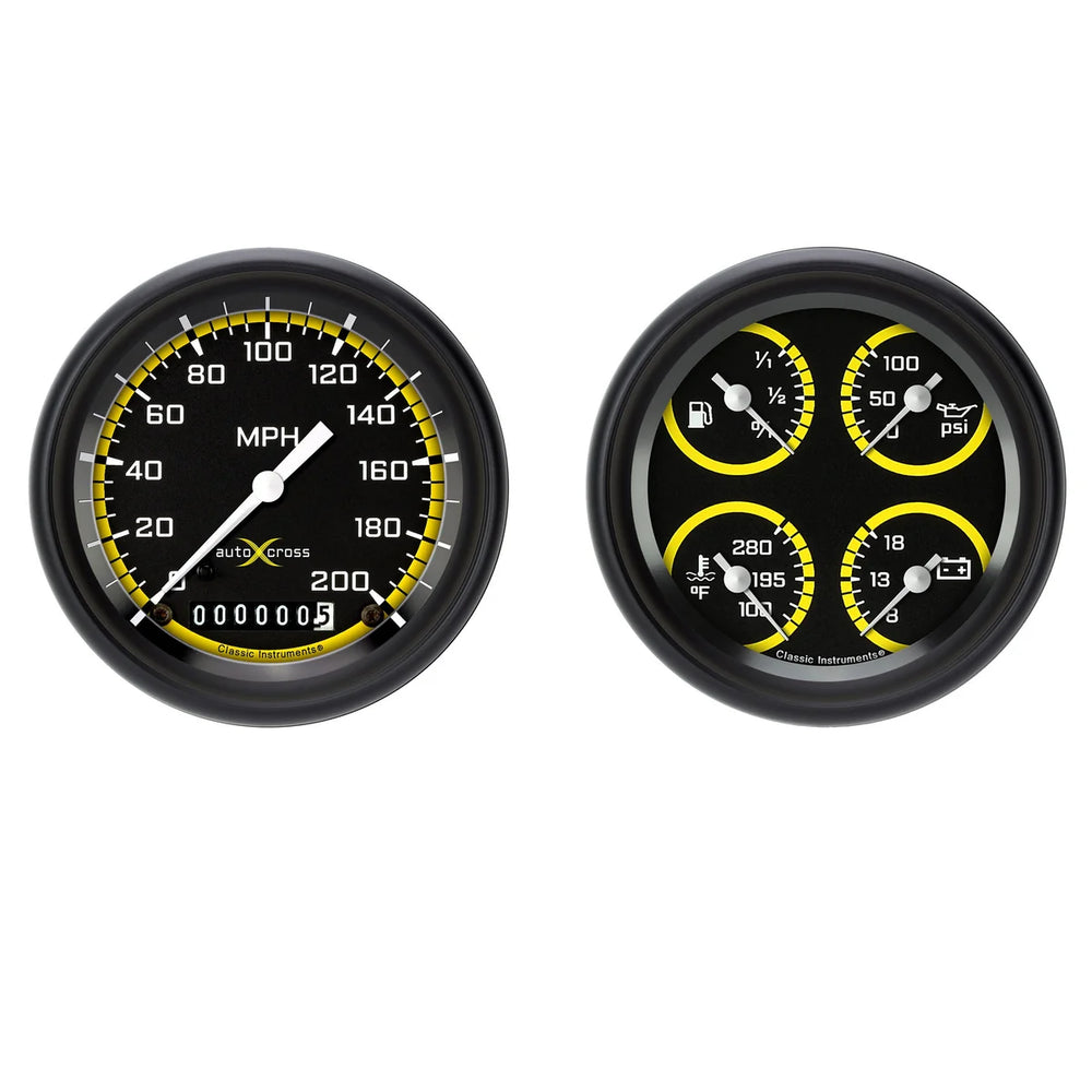 Classic Instruments AUTO CROSS YELW 3IN SPEEDO/QUAD SET AX02YBPF