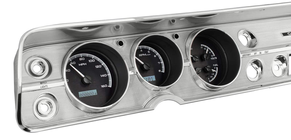 1964 65 CHEVELLE VHX SYSTEM BLACK ALLOY STYLE FACE WHITE DISPLAY