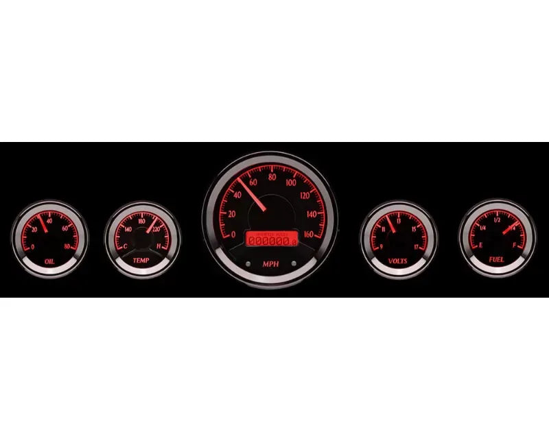 5PIECE ROUND UNIVERSAL VHX SYSTEM BLACK ALLOY STYLE FACE RED DISPLAY