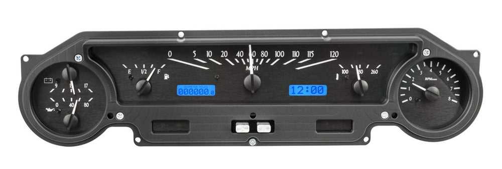 196465 FORD FALCON/MUSTANG VHX SYSTEM BLACK ALLOY STYLE FACE BLUE DISPLAY