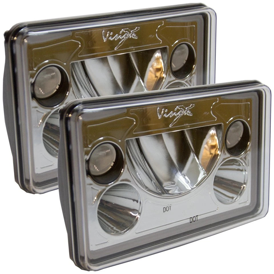 PAIR OF 4X6IN RECTANGLE VX LED HEADLIGHTS W/LOWHIGHHALO