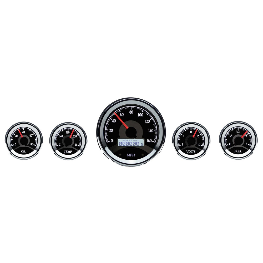5PIECE ROUND UNIVERSAL VHX SYSTEM BLACK ALLOY STYLE FACE WHITE DISPLAY