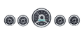 5PIECE ROUND UNIVERSAL VHX SYSTEM BLACK ALLOY STYLE FACE WHITE DISPLAY