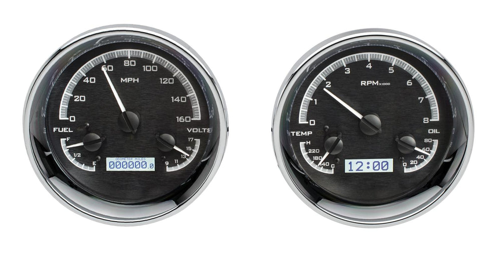 DUAL ROUND UNIVERSAL VHX SYSTEM BLACK ALLOY STYLE FACE WHITE DISPLAY