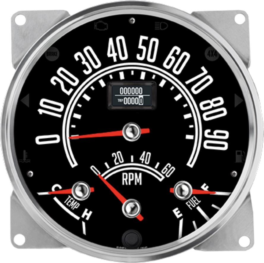 5-1/2in CJ Jeep Speedo GPS Cluster 90mph 6K Tac