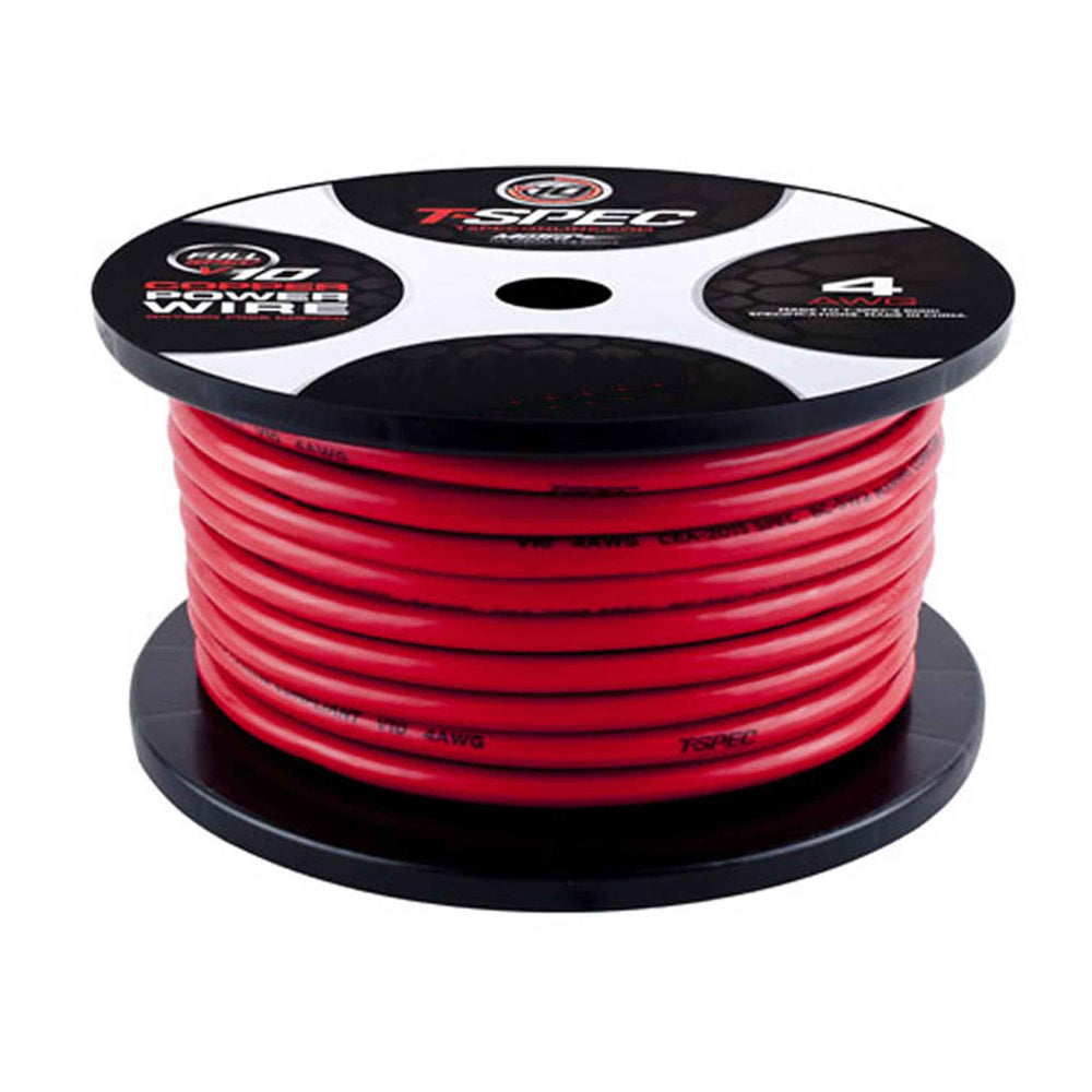 4 AWG 100FT MATTE RED OFC POWER WIRE V10 SERIES