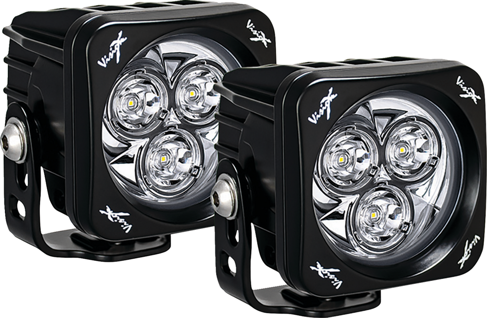 PAIR OF 3.0IN SQUARE 3 LED CANNON CG2 LIGHTS INCLUDING HARNESS