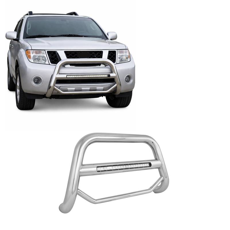 0521 PATHFINDER/ XTERRA/FRONTIER MAX BEACON BULL BAR NO SKID PLATE STAINLESS ST