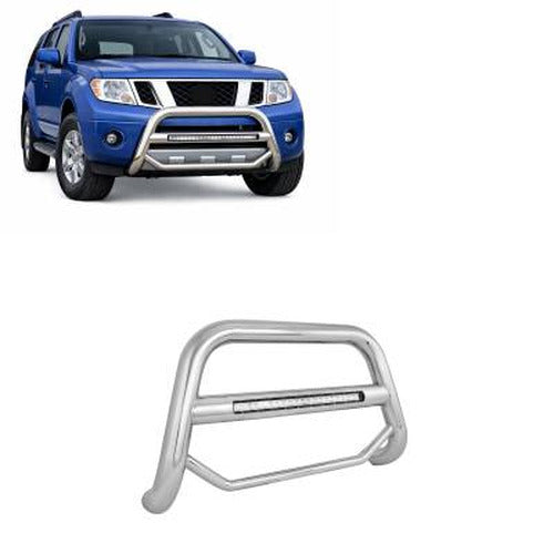 0812 PATHFINDER MAX BEACON BULL BAR NO SKID PLATE STAINLESS STEEL