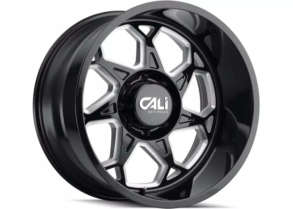 SEVENFOLD (9111) GLOSS BLACK/MILLED SPOKES 20X12 8-165.1 -51mm 130.8mm