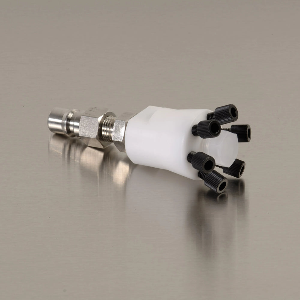 HPLC POLY MANIFOLD W/ STAINLESS STEEL QUICK DISCONNECT FOR SAFETY DISPOSAL CAN