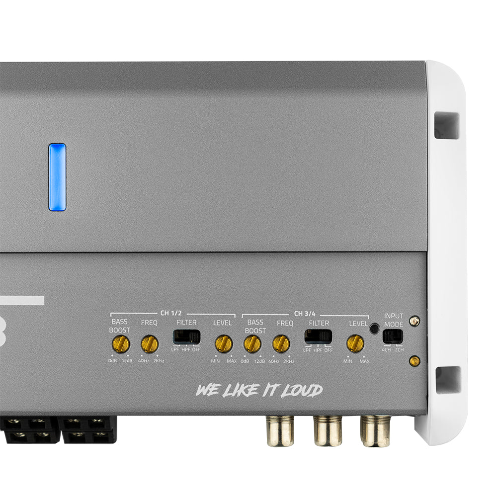 DS18 4-Channel Class-D Amp Full-Range 2x 150 Watts RMS at4 ohm IP55 Waterproof Rating