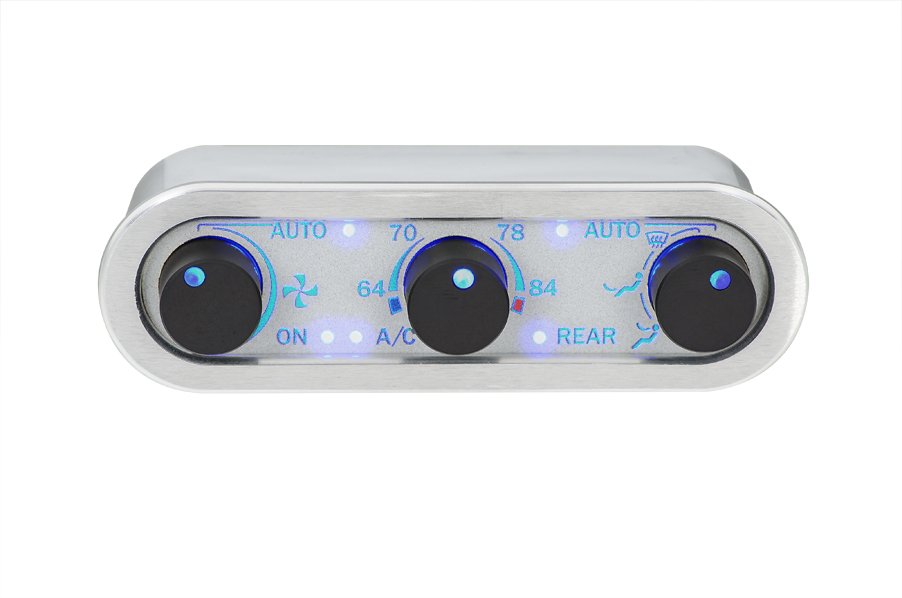 DCC DIGITAL CLIMATE CONTROL VINTAGE AIR GEN IV & V 3KNOB HORIZONTAL SILVER A